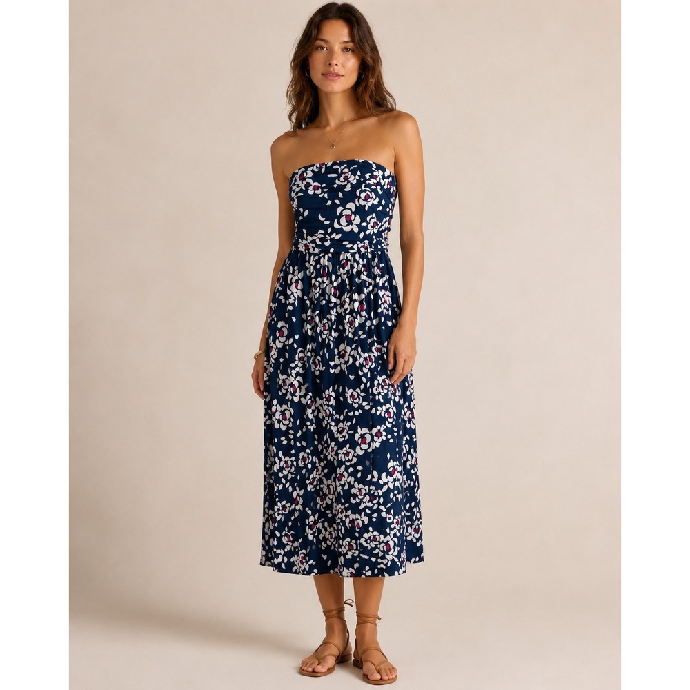Lane Bryant Floral Strapless Maxi Dress Navy Blue Pink White Plus Size 18/20 NWT